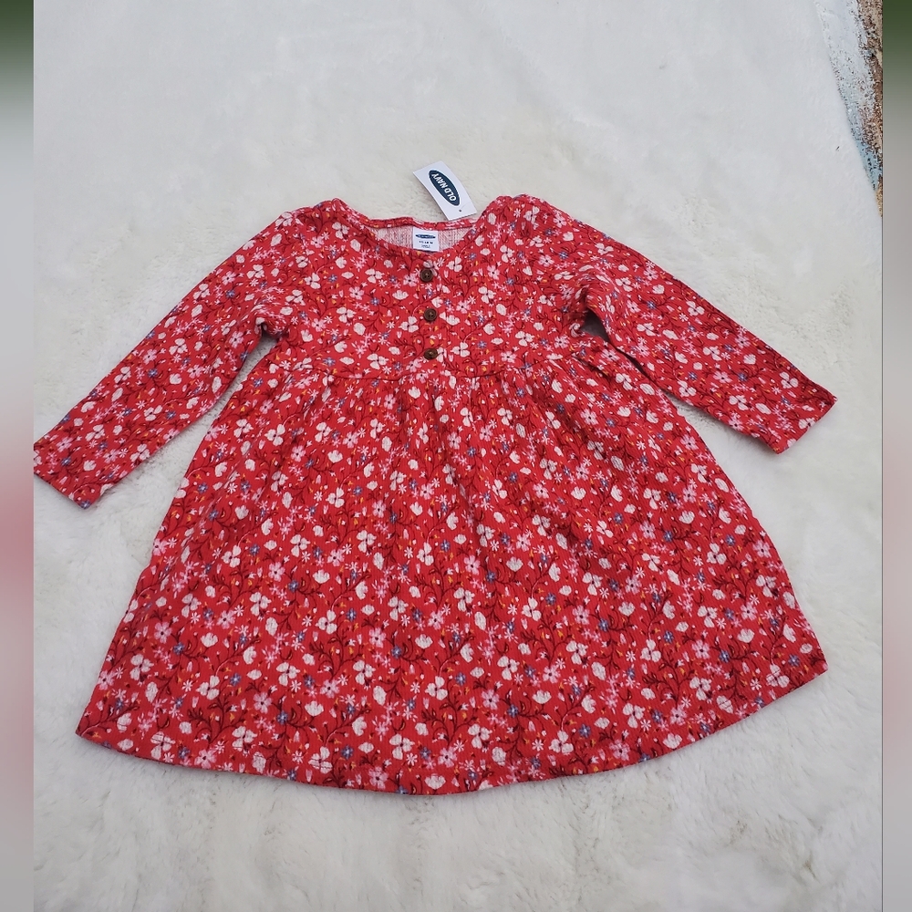 Floral Red Kids Dress Size 12-18m